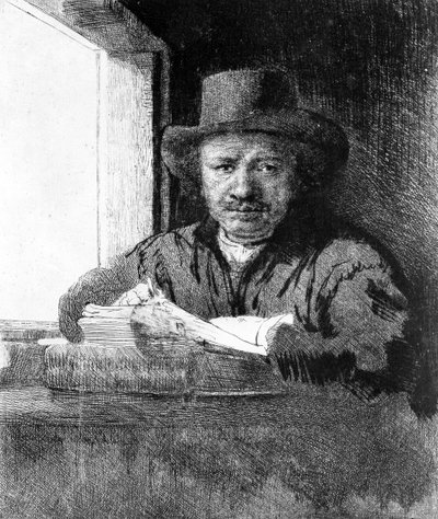 Selbstporträt beim Zeichnen, 1648 von Rembrandt van Rijn